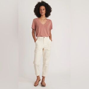 Marine Layer Women’s Antique Beige Maya Slim Straight Utility High Rise Pant 10